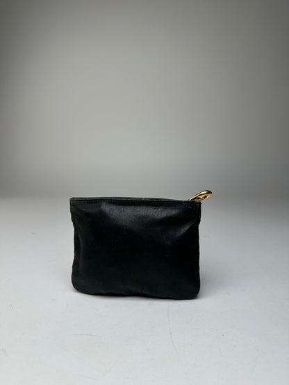 Vintage Loewe Anagram Soft Leather Zip Clutch Pouch Black