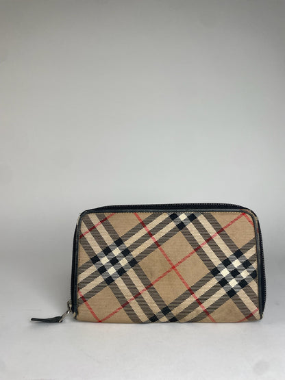 Vintage Burberry Nova Check Zippy Wallet Beige Black