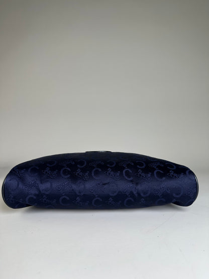 Vintage Celine Macadam Coated Canvas Cosmetic Bag Dark Blue