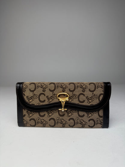 Vintage Celine Paris Macadam Monogram Wallet Brown Camel