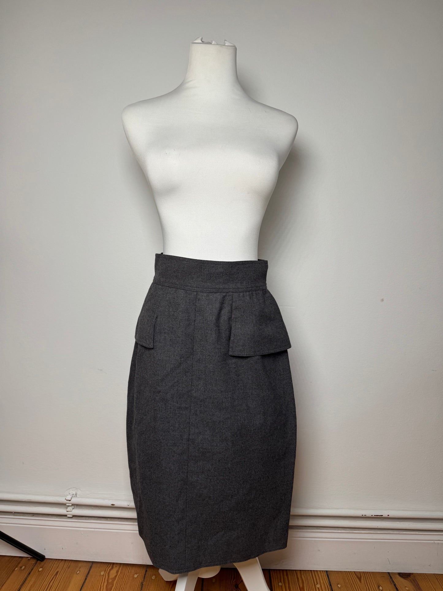 Vintage Chanel Wool Skirt Grey 36/S