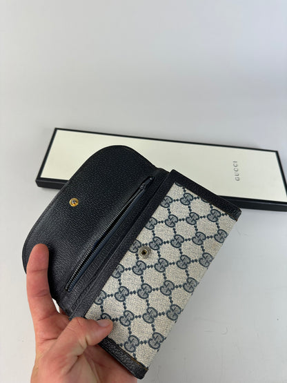 Vintage Gucci GG Supreme Wallet Black Beige Gold