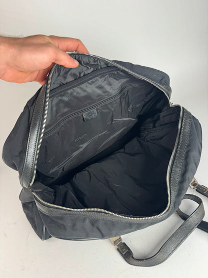 Vintage Gucci Polyester Leather Duffel Bag / Weekender Black