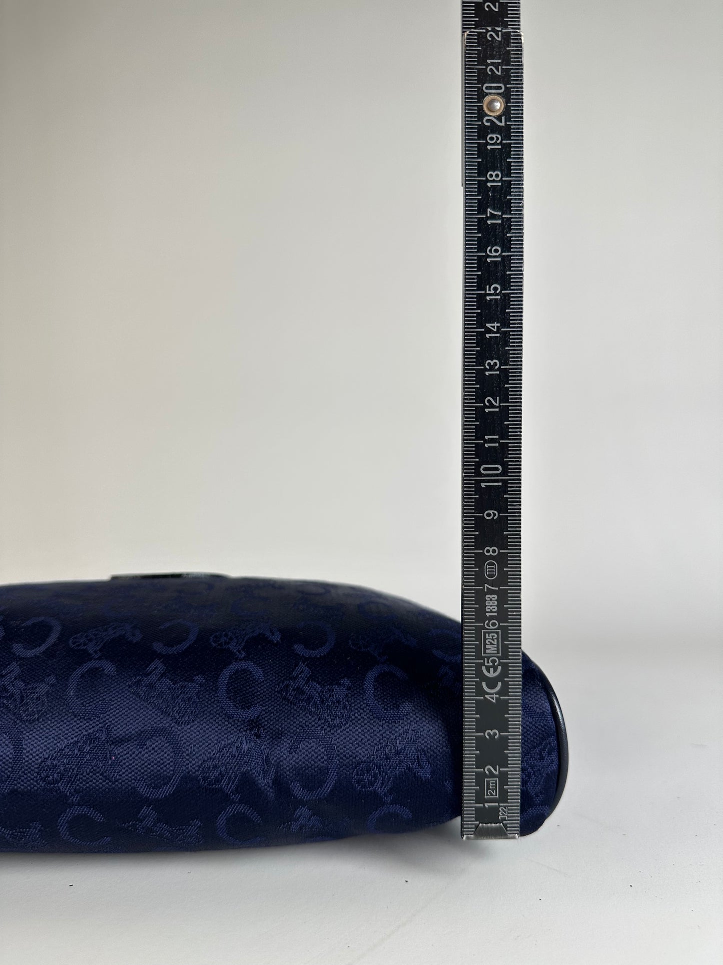 Vintage Celine Macadam Coated Canvas Cosmetic Bag Dark Blue