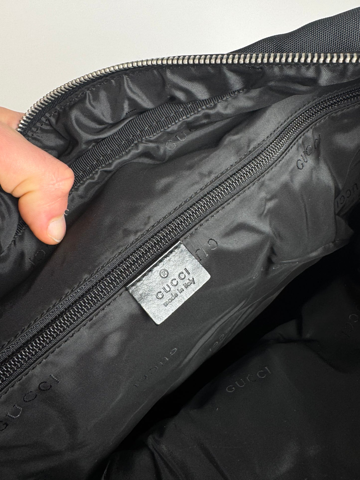 Vintage Gucci Polyester Leather Duffel Bag / Weekender Black