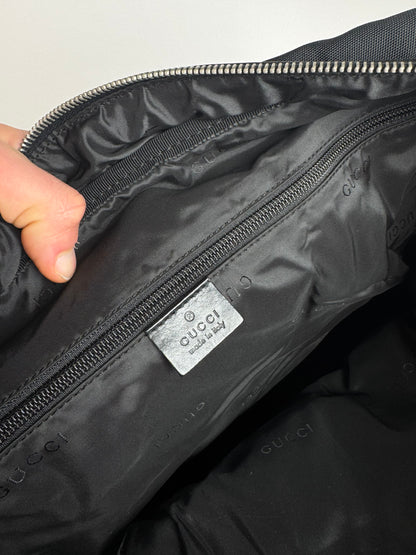 Vintage Gucci Polyester Leather Duffel Bag / Weekender Black