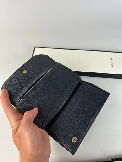 Vintage Gucci GG Supreme Wallet Black Beige Gold