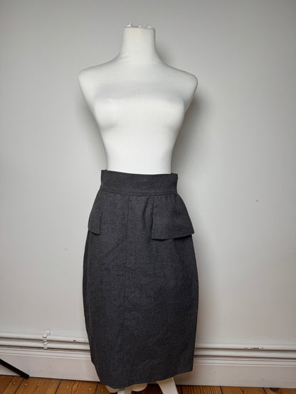 Vintage Chanel Wool Skirt Grey 36/S