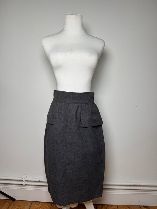 Vintage Chanel Wool Skirt Grey 36/S