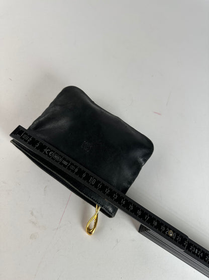Vintage Loewe Anagram Soft Leather Zip Clutch Pouch Black