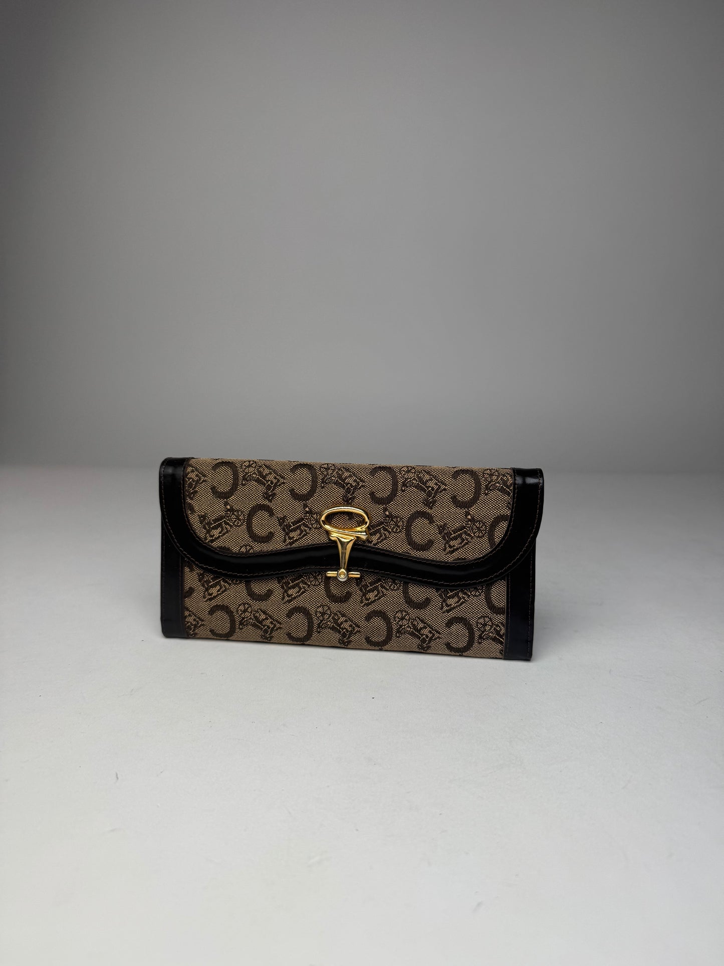 Vintage Celine Paris Macadam Monogram Wallet Brown Camel