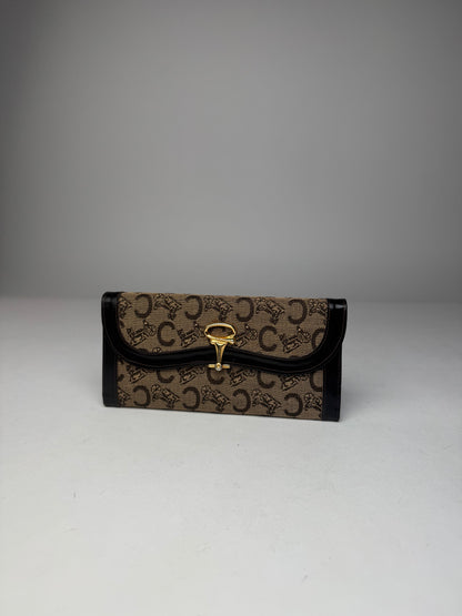 Vintage Celine Paris Macadam Monogram Wallet Brown Camel