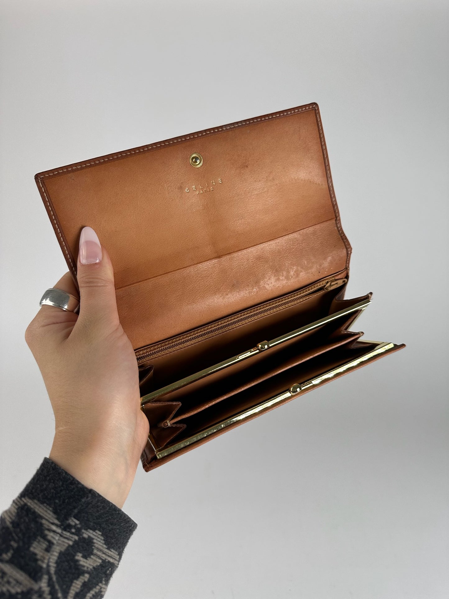 Vintage Celine Paris Leather ID Holder Brown