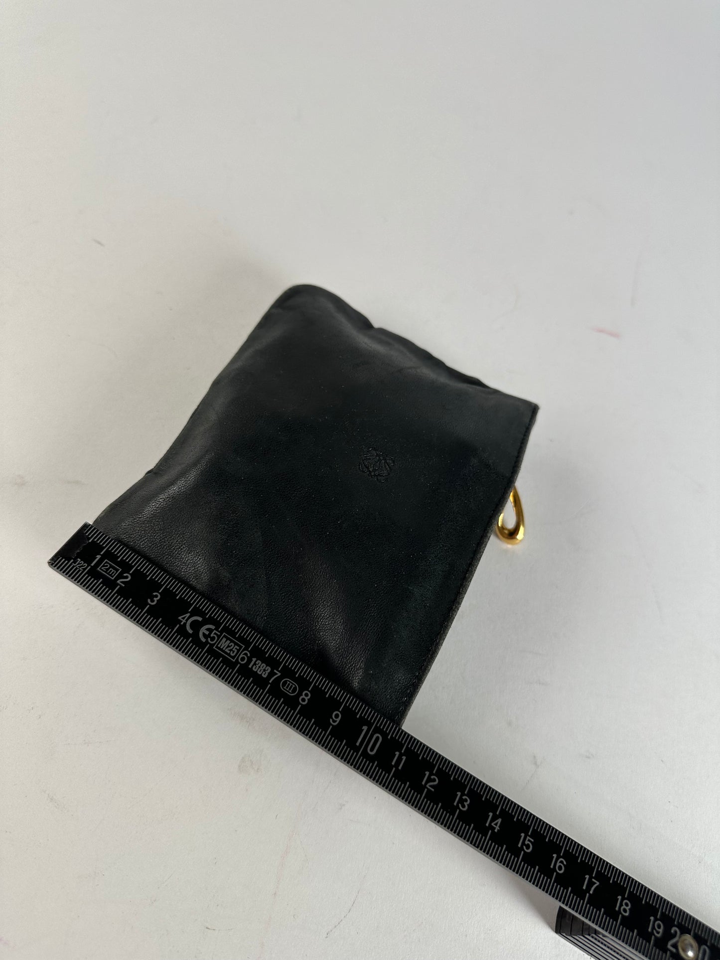 Vintage Loewe Anagram Soft Leather Zip Clutch Pouch Black