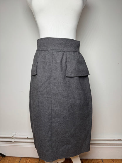 Vintage Chanel Wool Skirt Grey 36/S