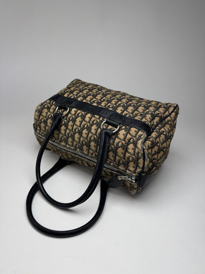 Vintage Dior Oblique Monogram Canvas Bag Navy Beige