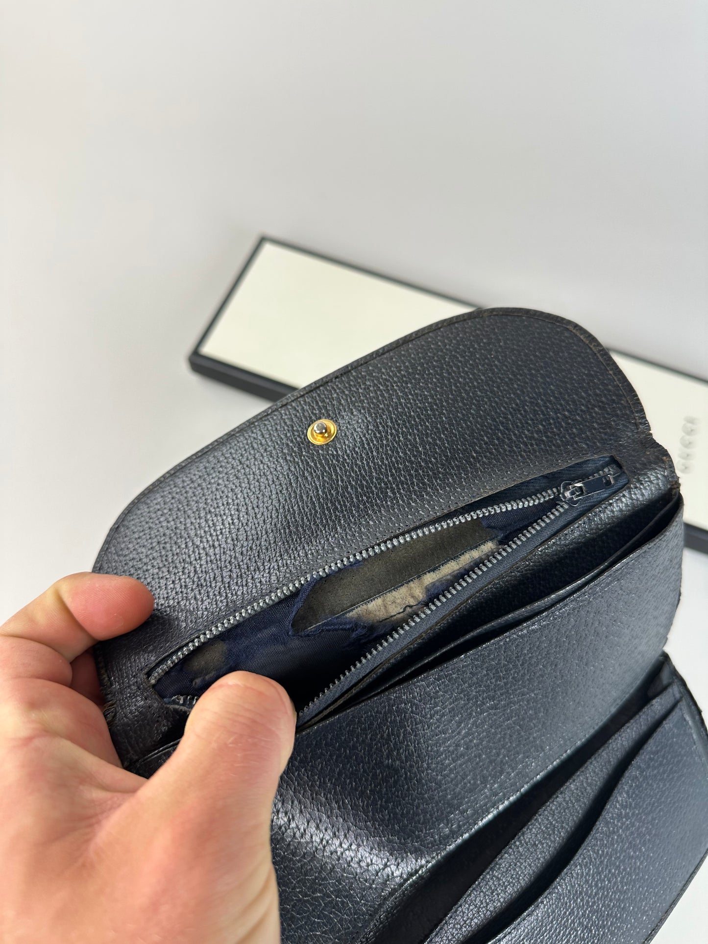 Vintage Gucci GG Supreme Wallet Black Beige Gold