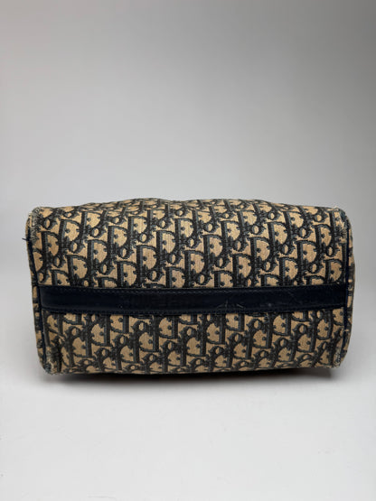 Vintage Dior Oblique Monogram Canvas Bag Navy Beige