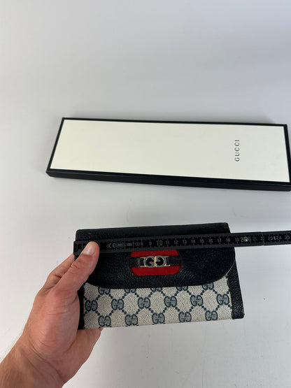 Vintage Gucci GG Supreme Wallet Black Beige Gold