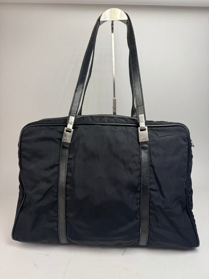 Vintage Gucci Polyester Leather Duffel Bag / Weekender Black