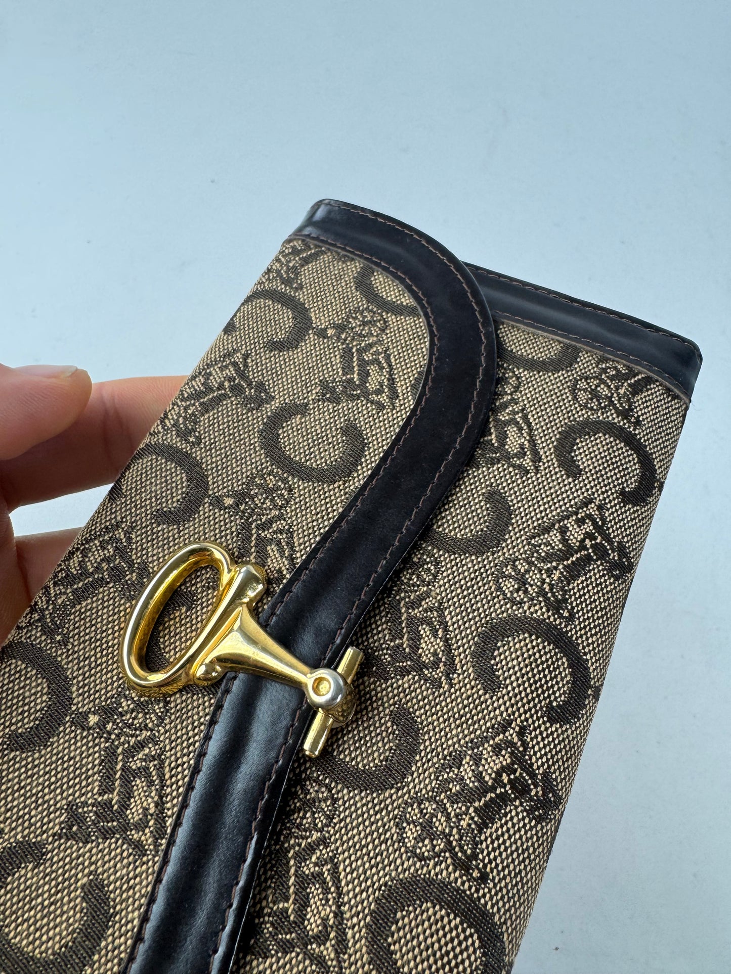 Vintage Celine Paris Macadam Monogram Wallet Brown Camel