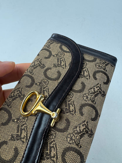 Vintage Celine Paris Macadam Monogram Wallet Brown Camel