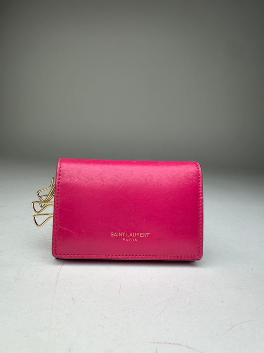 Saint Laurent Paris Smooth Leather Key Case Fuchsia