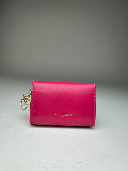 Saint Laurent Paris Smooth Leather Key Case Fuchsia