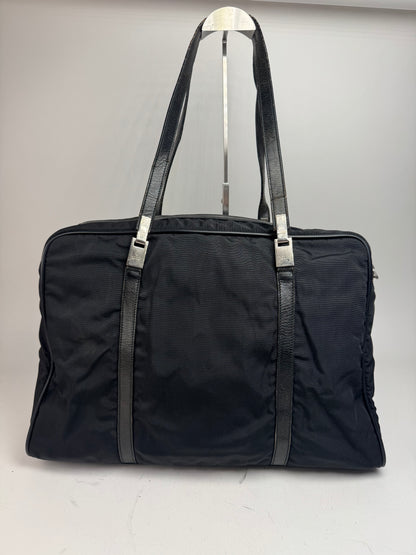 Vintage Gucci Polyester Leather Duffel Bag / Weekender Black