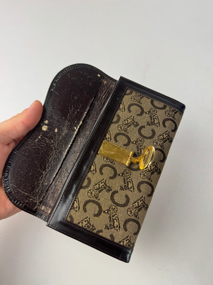 Vintage Celine Paris Macadam Monogram Wallet Brown Camel