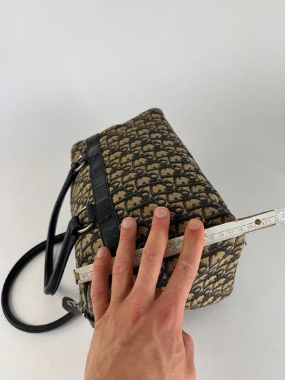 Vintage Dior Oblique Monogram Canvas Bag Navy Beige
