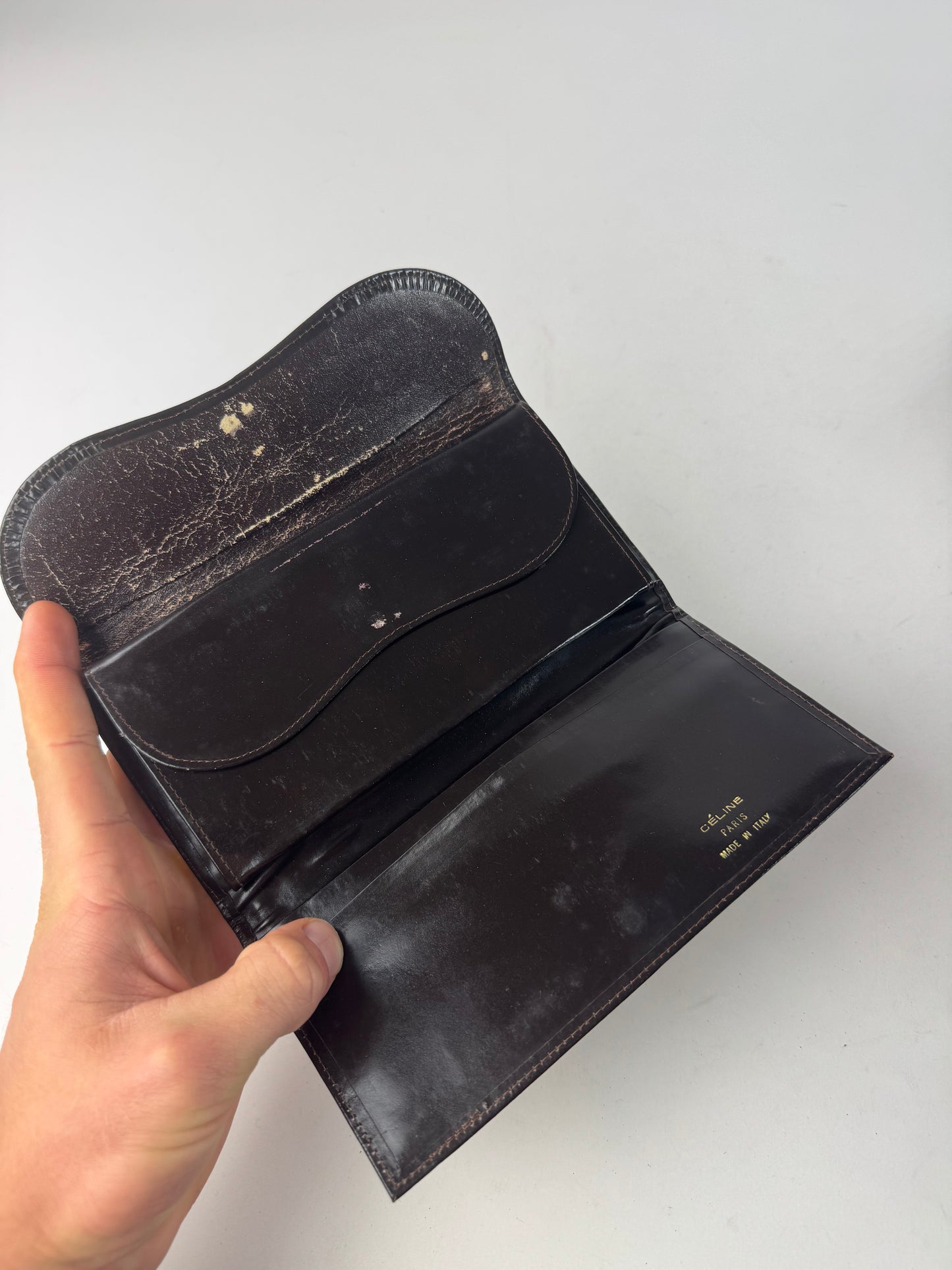 Vintage Celine Paris Macadam Monogram Wallet Brown Camel