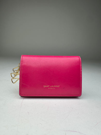 Saint Laurent Paris Smooth Leather Key Case Fuchsia