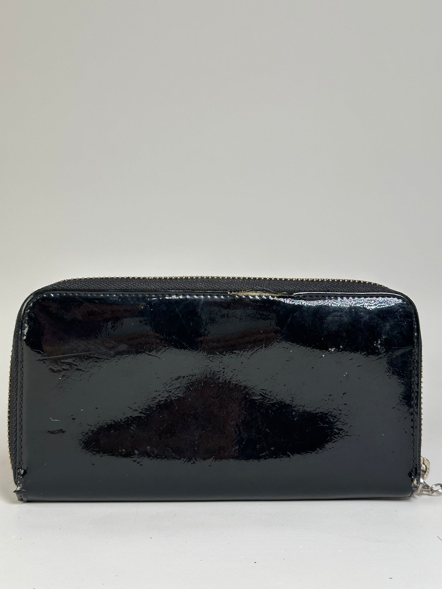 Vintage Vivienne Westwood Patent Leather Zip Wallet Black Silver