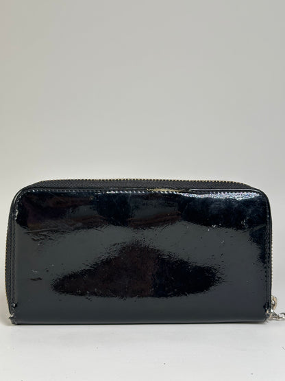 Vintage Vivienne Westwood Patent Leather Zip Wallet Black Silver