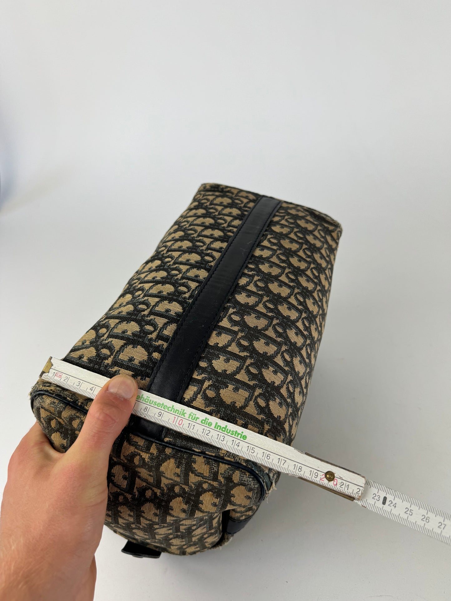 Vintage Dior Oblique Monogram Canvas Bag Navy Beige