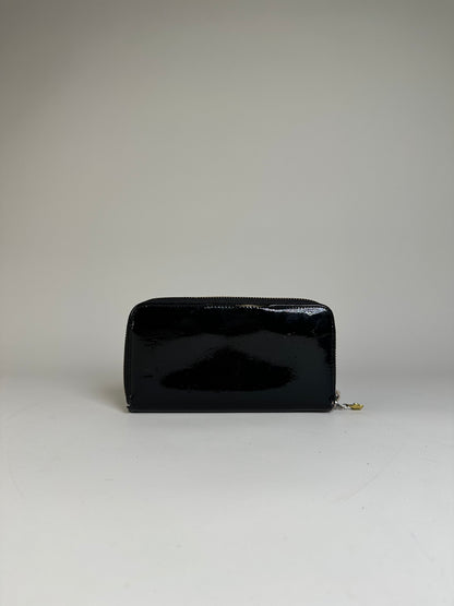 Vintage Vivienne Westwood Patent Leather Zip Wallet Black Silver