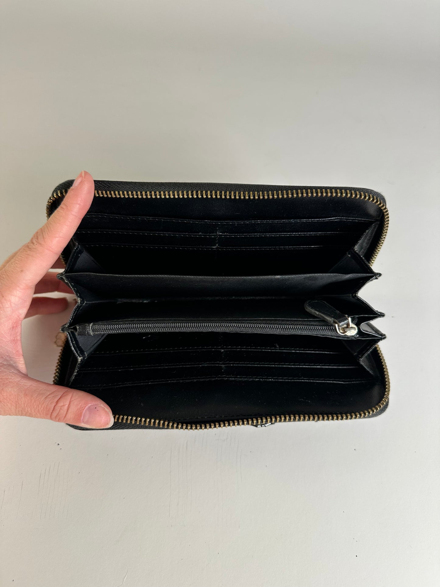 Vintage Vivienne Westwood Patent Leather Zip Wallet Black Silver