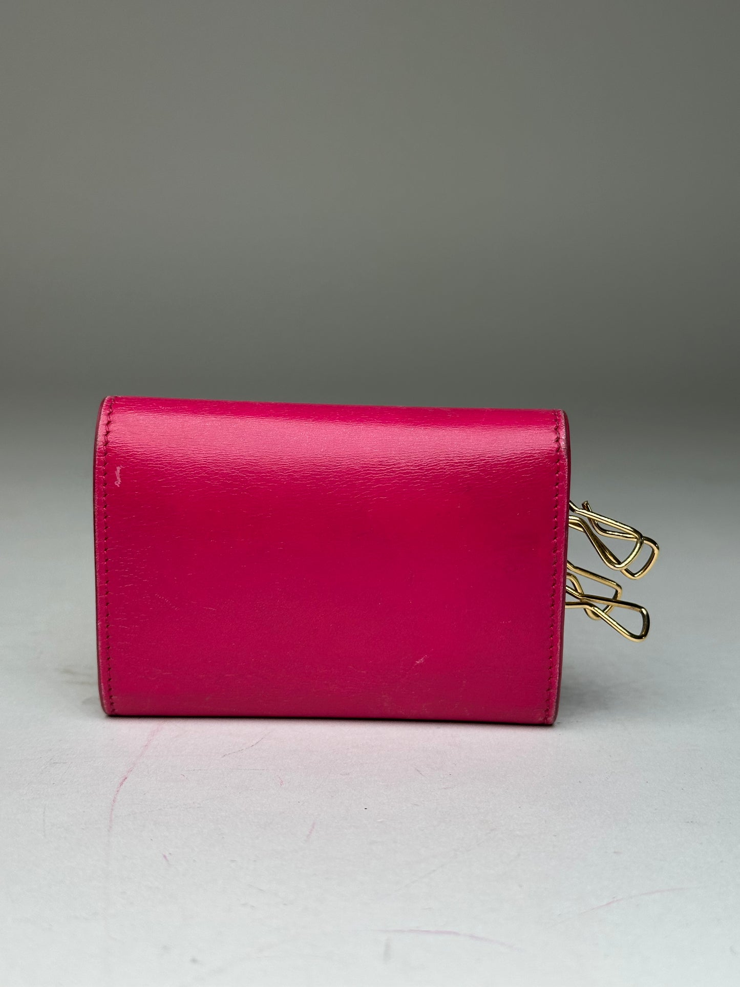 Saint Laurent Paris Smooth Leather Key Case Fuchsia
