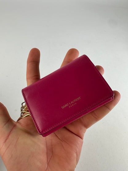 Saint Laurent Paris Smooth Leather Key Case Fuchsia