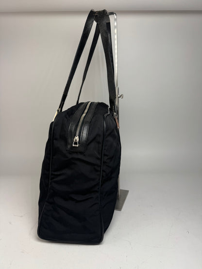 Vintage Gucci Polyester Leather Duffel Bag / Weekender Black