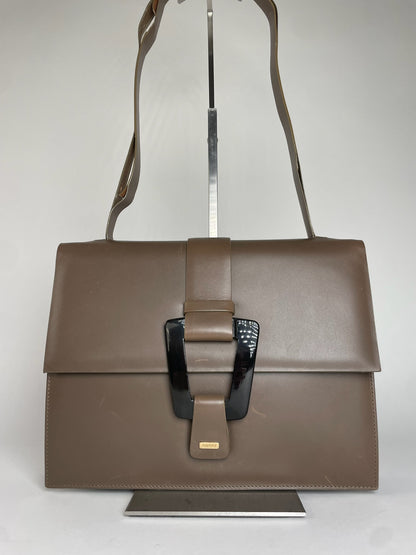 Vintage Gucci Leather Shoulder Bag Brown
