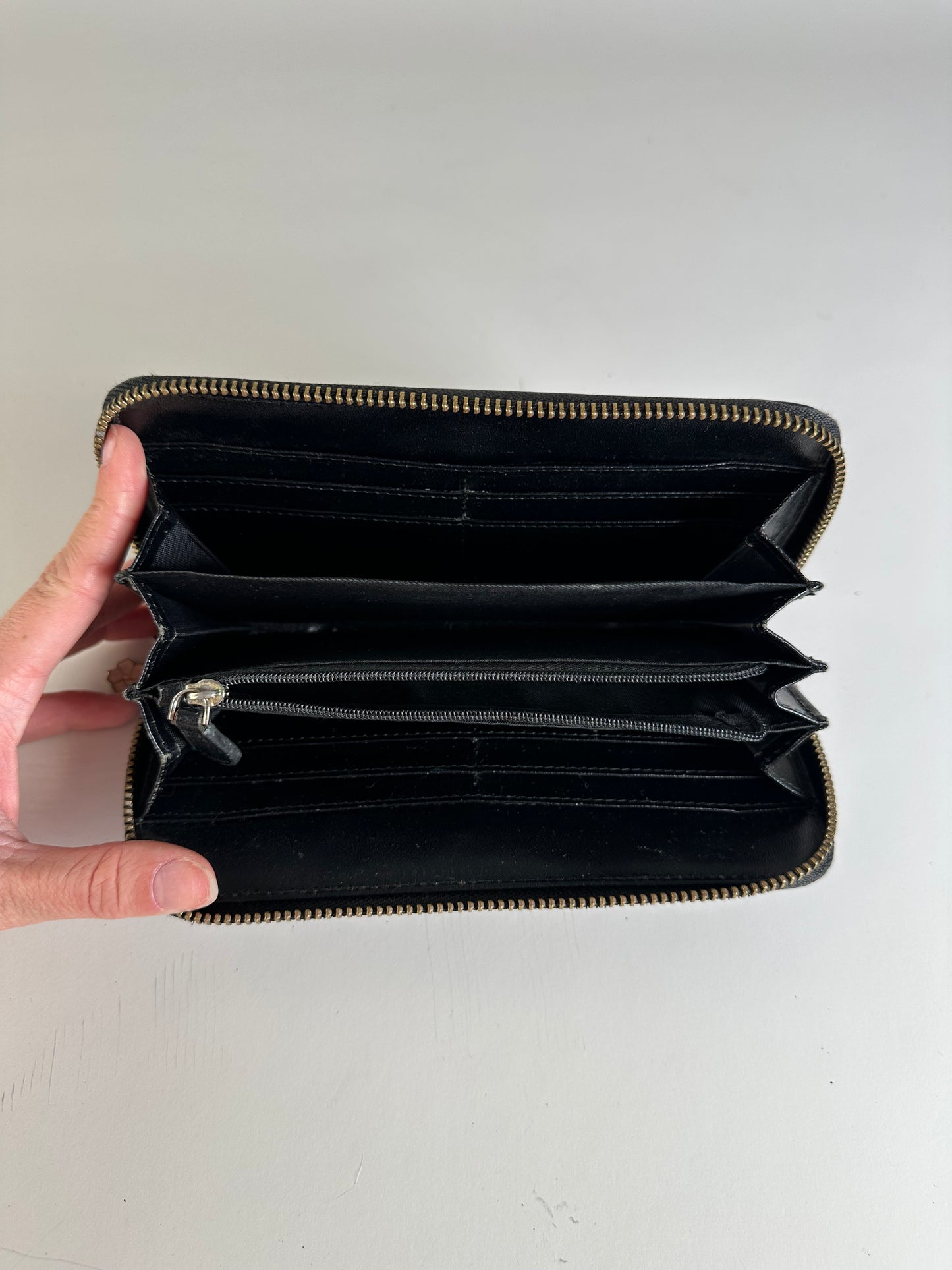Vintage Vivienne Westwood Patent Leather Zip Wallet Black Silver