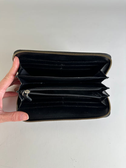 Vintage Vivienne Westwood Patent Leather Zip Wallet Black Silver