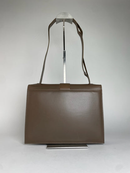 Vintage Gucci Leather Shoulder Bag Brown