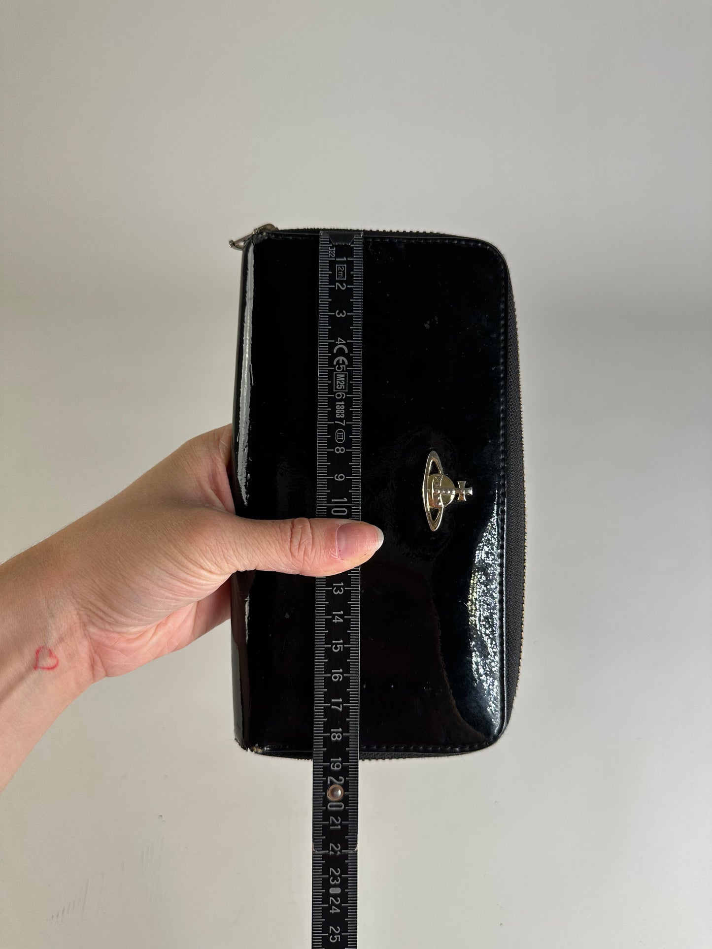 Vintage Vivienne Westwood Patent Leather Zip Wallet Black Silver