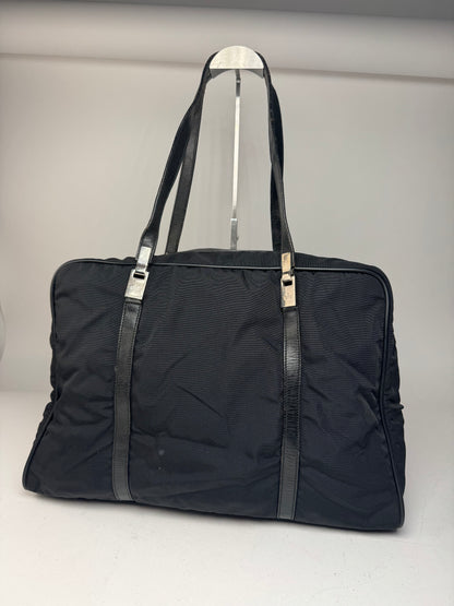 Vintage Gucci Polyester Leather Duffel Bag / Weekender Black