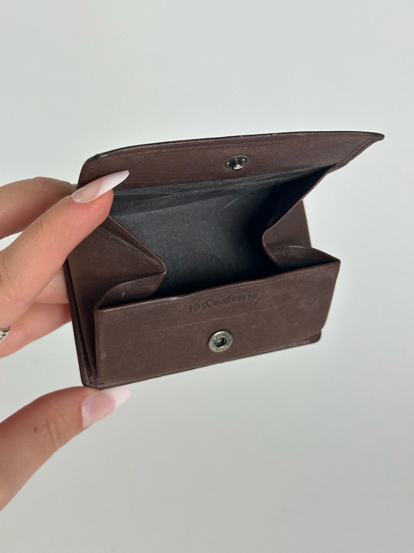 Vintage Yves Saint Laurent Leather Card Holder Brown