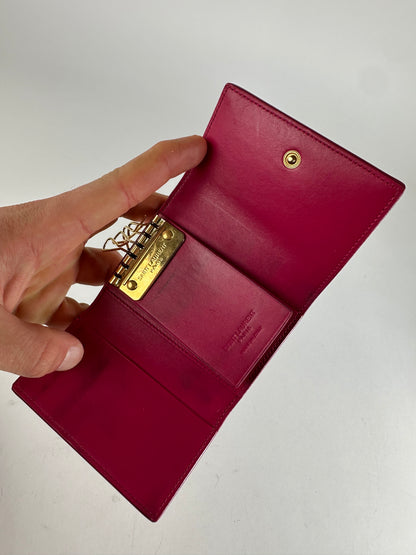 Saint Laurent Paris Smooth Leather Key Case Fuchsia