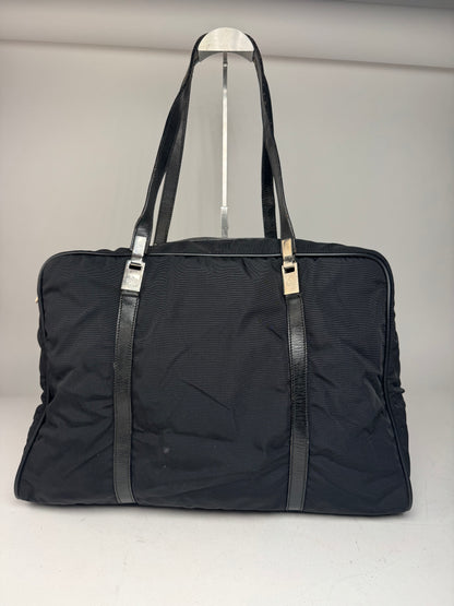 Vintage Gucci Polyester Leather Duffel Bag / Weekender Black